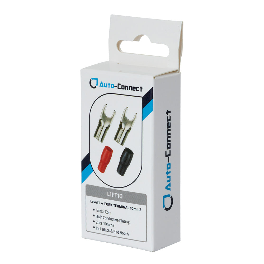 Auto-Connect rød og sort gaffelkabelsko, 10 mm²