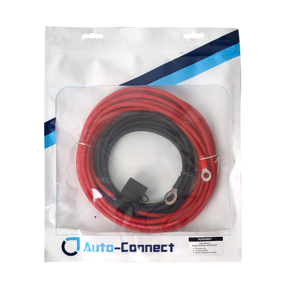 Auto-Connect OFC 6mm² strømkabelkit, 6m+2.5m