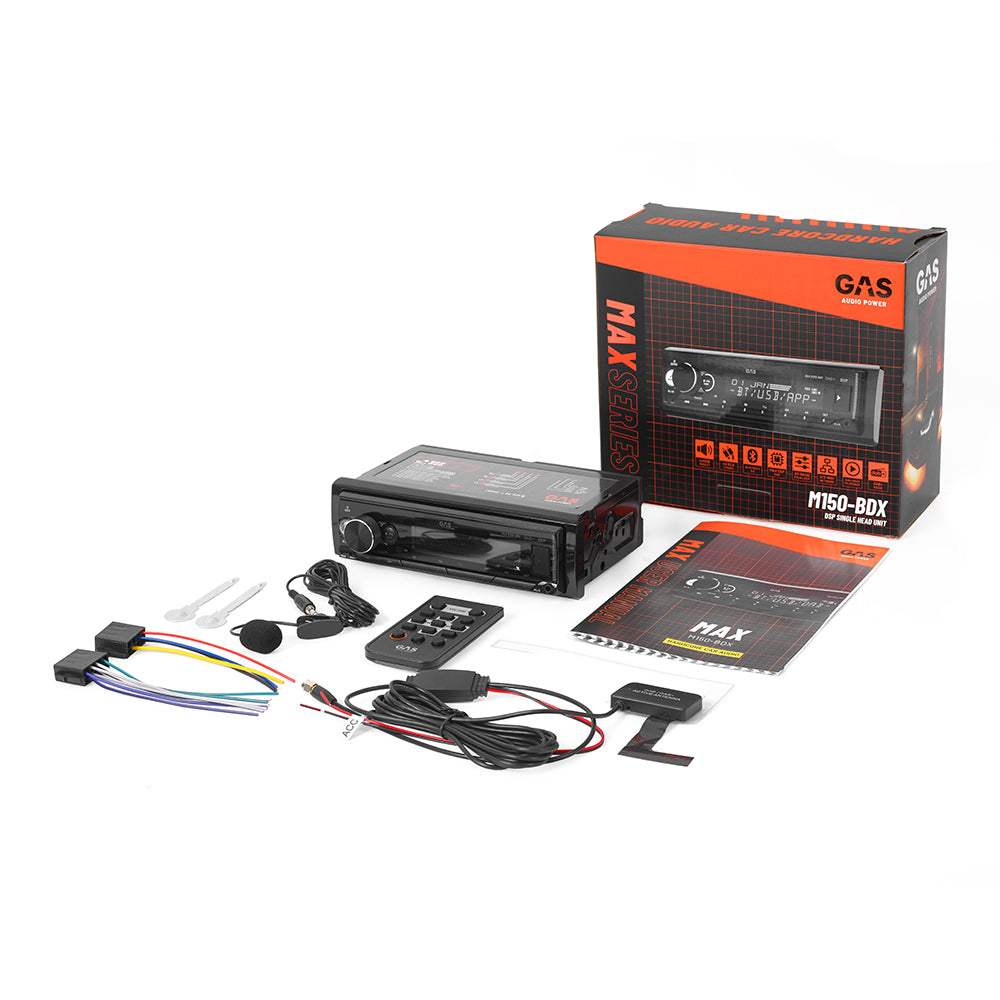 GAS MAX M150-BDX bilstereo med Bluetooth, DAB, 32-bit DSP og 3 par (4V) lavniveau