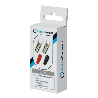 Auto-Connect rød og sort gaffelkabelsko, 10 mm²