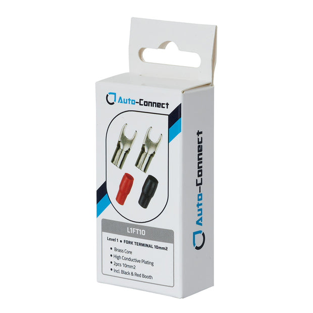 Auto-Connect rød og sort gaffelkabelsko, 10 mm²