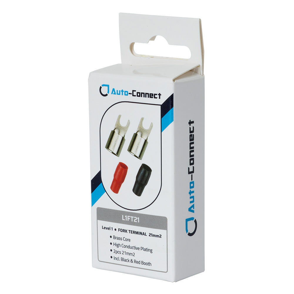 Auto-Connect rød og sort gaffelkabelsko, 21 mm²