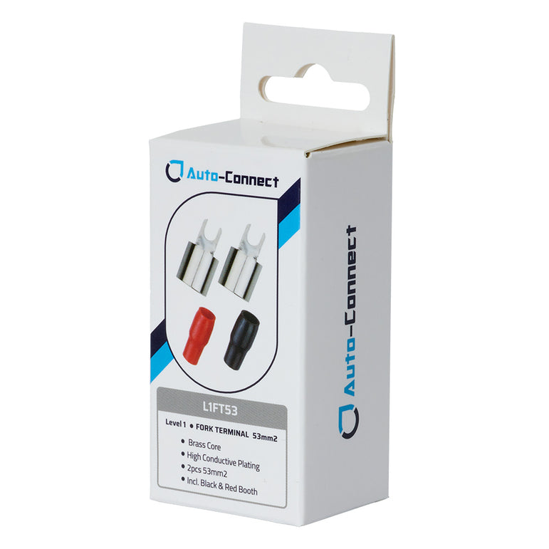 Auto-Connect rød og sort gaffelkabelsko, 53 mm²