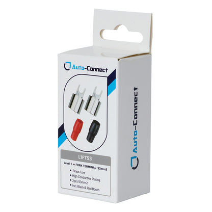 Auto-Connect rød og sort gaffelkabelsko, 53 mm²