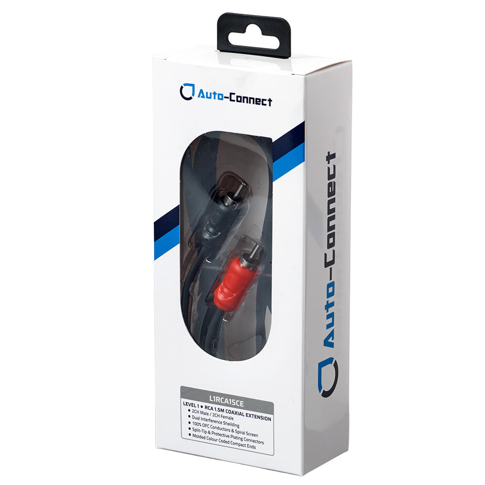 Auto-Connect koaksial RCA-forlængerkabel 1.5 meter, Level 1