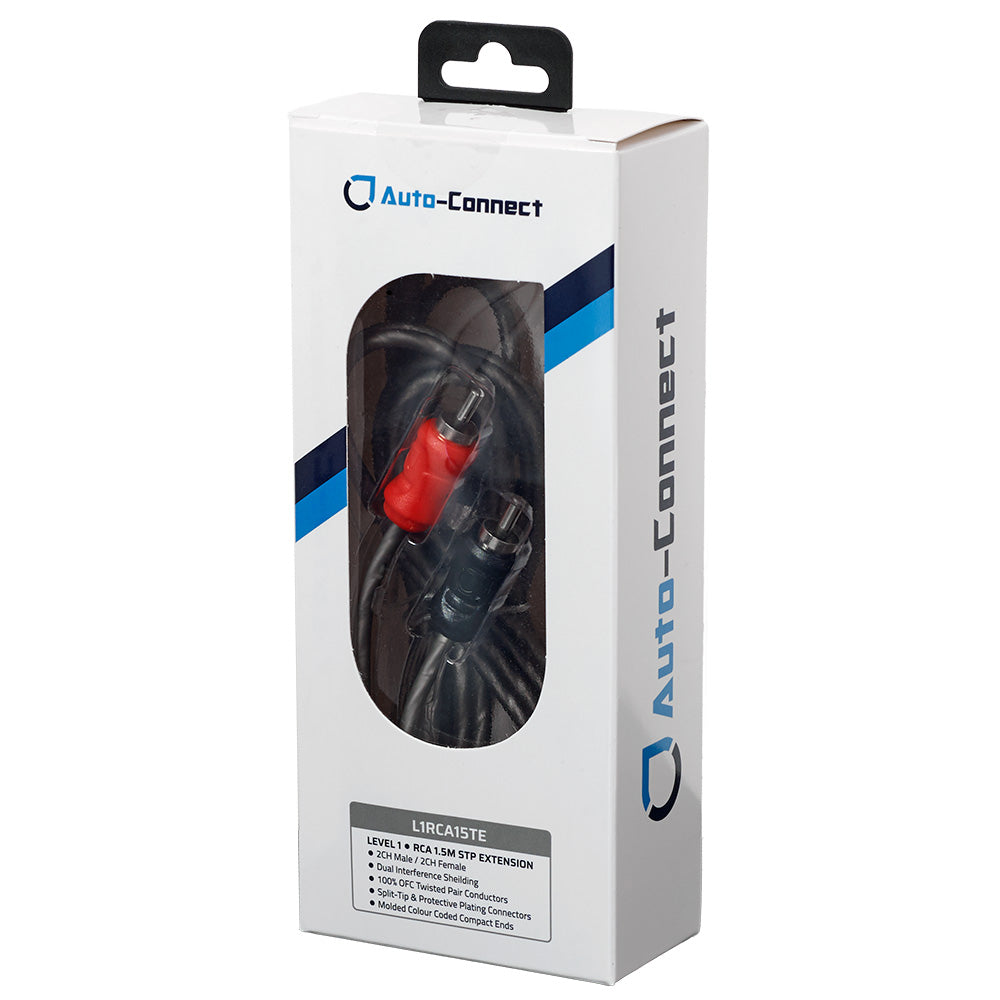 Auto-Connect snoet RCA-forlængerkabel 1,5 meter, Level 1