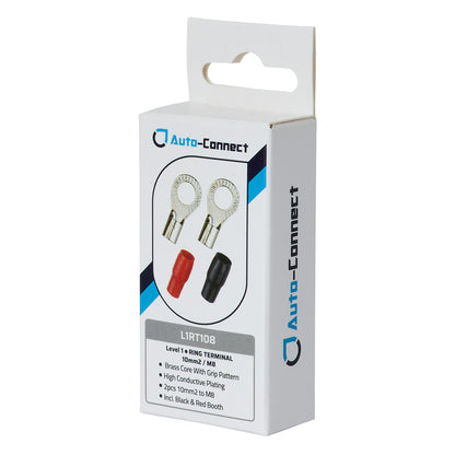 Auto-Connect rød og sort ringkabelsko M8, 10 mm²