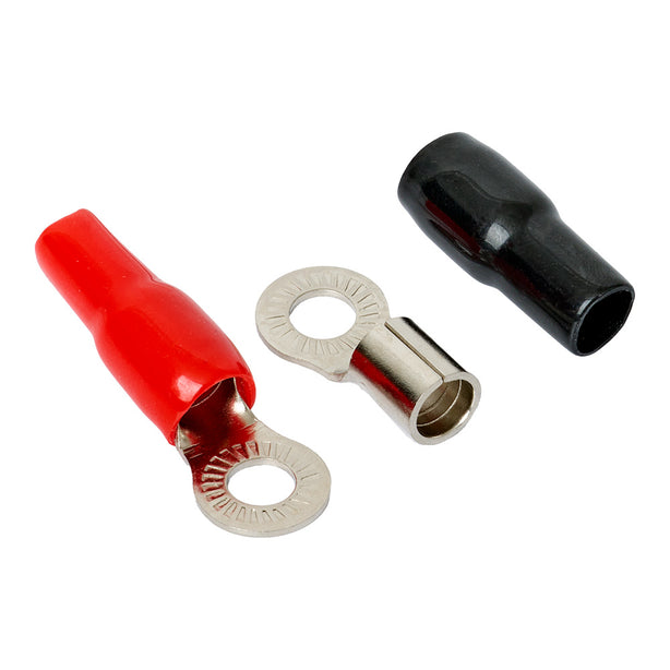 Auto-Connect rød og sort ringkabelsko M8, 21 mm²