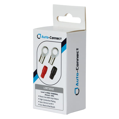 Auto-Connect rød og sort ringkabelsko M12, 35 mm²