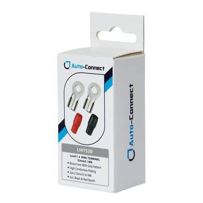 Auto-Connect rød og sort ringkabelsko M8, 53 mm²
