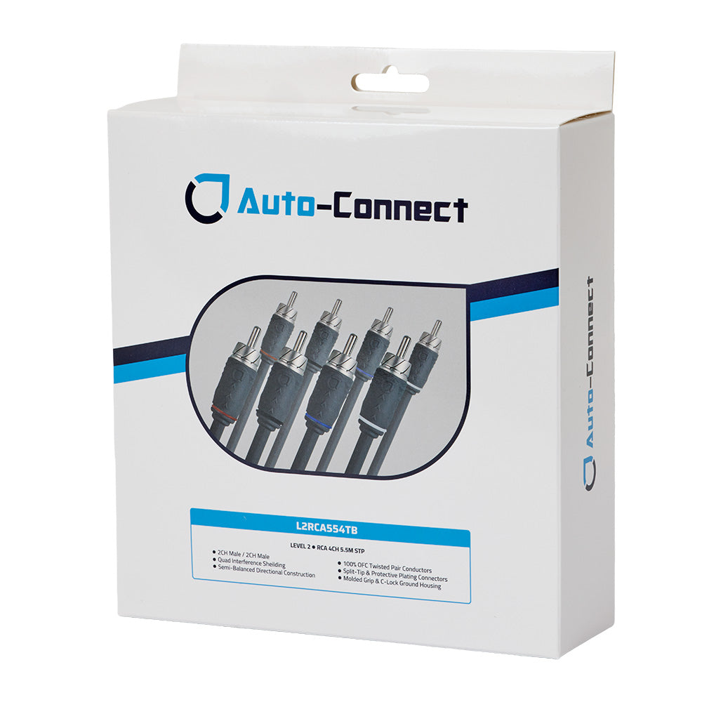 Auto-Connect 4-kanals snoet lavniveaukabel 5.5 meter, Level 2