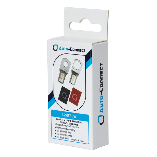 Auto-Connect rød og sort rørkabelsko M8/M12, 35 mm²