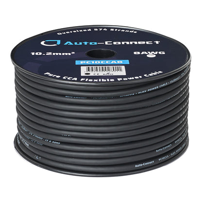 Auto-Connect sort strømkabel CCA 10.2mm², metervare