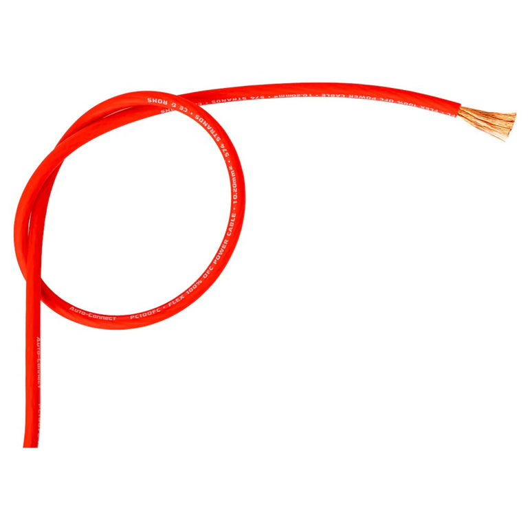 Auto-Connect rød strømkabel OFC 10.2mm², metervare