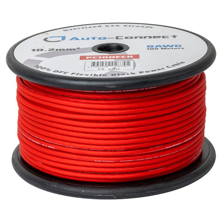 Auto-Connect rød strømkabel OFC 10.2mm², metervare