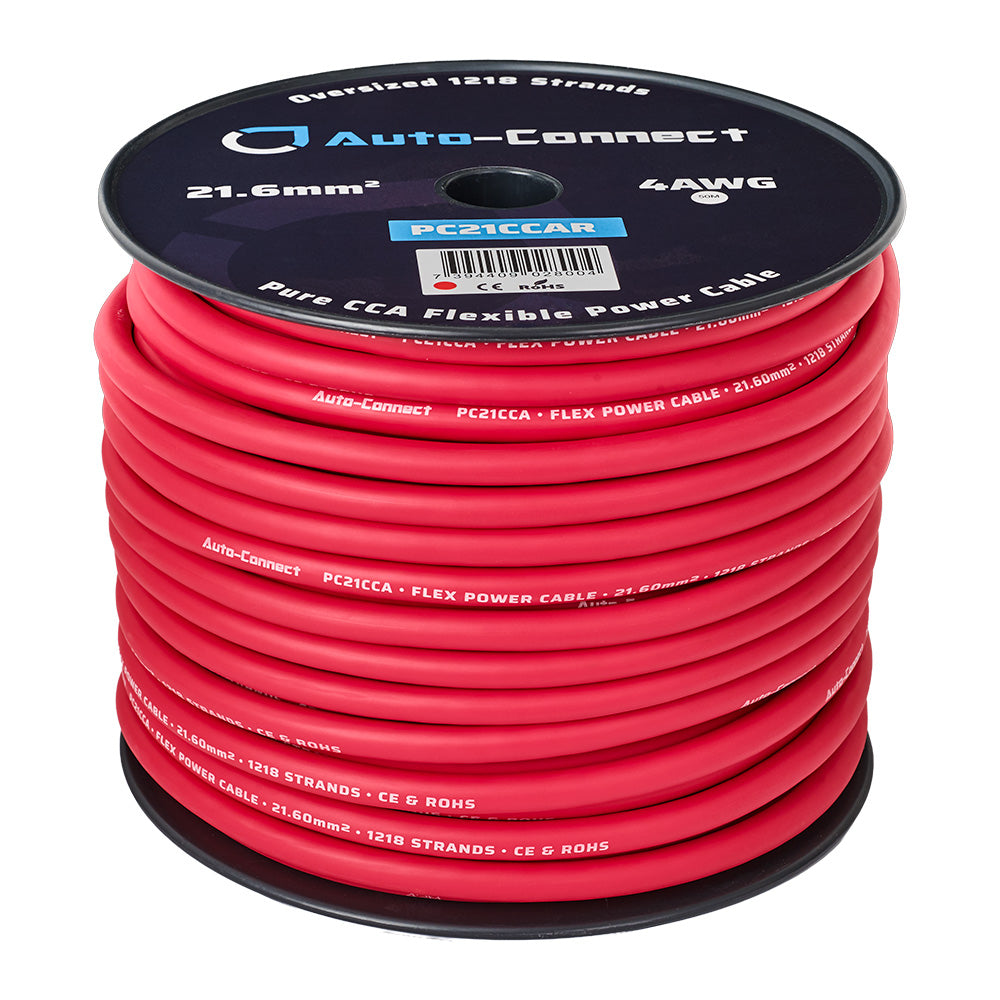 Auto-Connect rød strømkabel CCA 21.6mm², metervare
