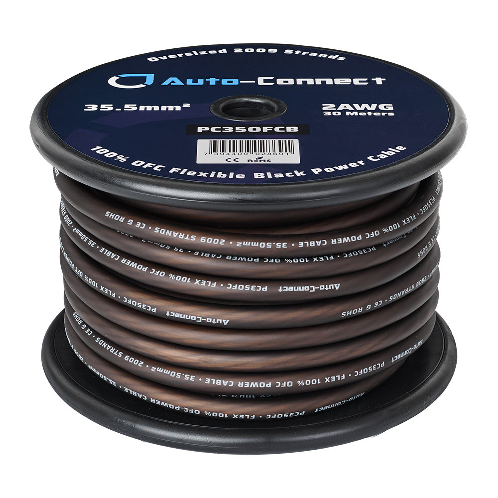 Auto-Connect sort strømkabel OFC 35.5mm², metervare