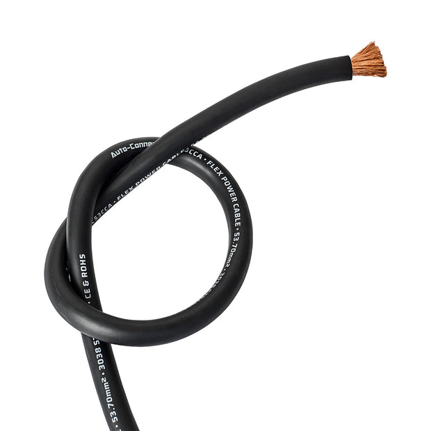 Auto-Connect sort strømkabel CCA 53.7mm², metervare