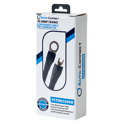 Auto-Connect 2.5 meter strømkabel CCA 10.2mm², sort