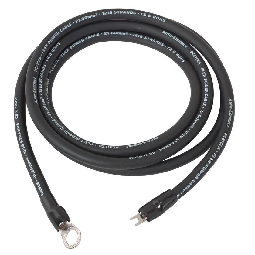 Auto-Connect 2.5 meter strømkabel CCA 21.6mm², sort