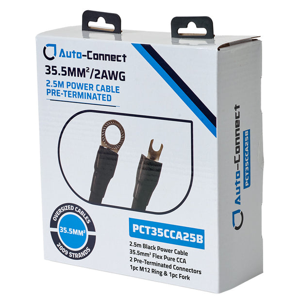 Auto-Connect 2.5 meter strømkabel CCA 35.5mm², sort