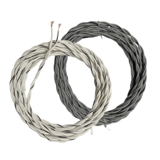 Auto-Connect tvundet højtalerledning 2x1.0mm² grå og hvid, 6 meter