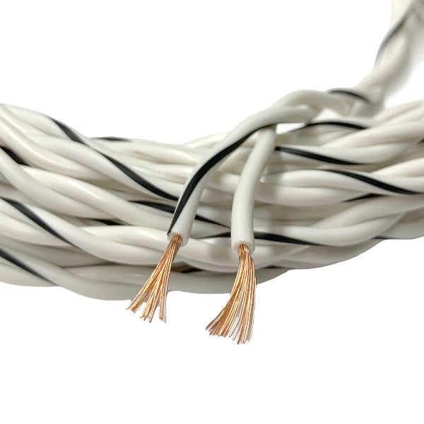 Auto-Connect tvundet højtalerkabel 2x1.0mm² hvid, løbende meter