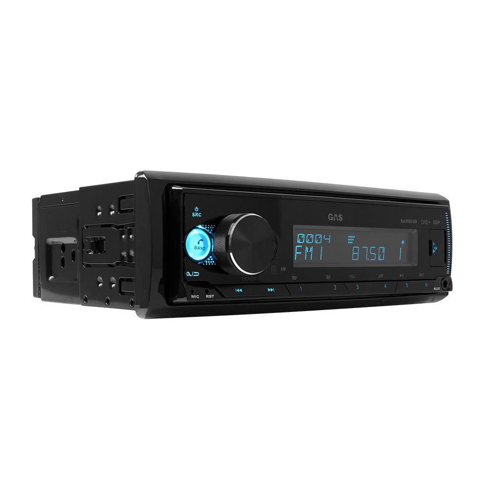 GAS MAX M150-BDX bilstereo med Bluetooth, DAB, 32-bit DSP og 3 par (4V) lavniveau