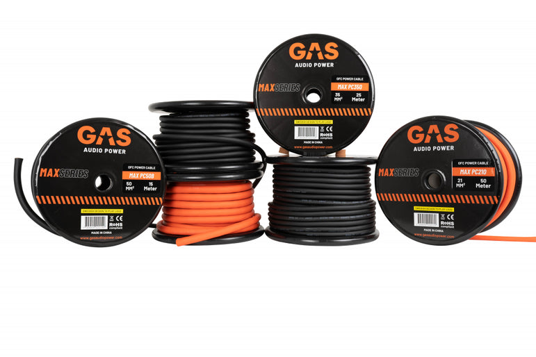 GAS MAX orange 10mm² OFC-strømkabel, pris per meter