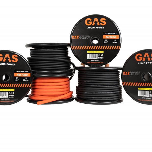 GAS MAX orange 10mm² OFC-strømkabel, pris per meter