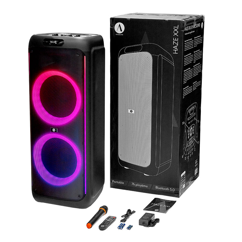 Arcsound HAZE XXL, tung festhøjttaler med trådløs mikrofon og Bluetooth