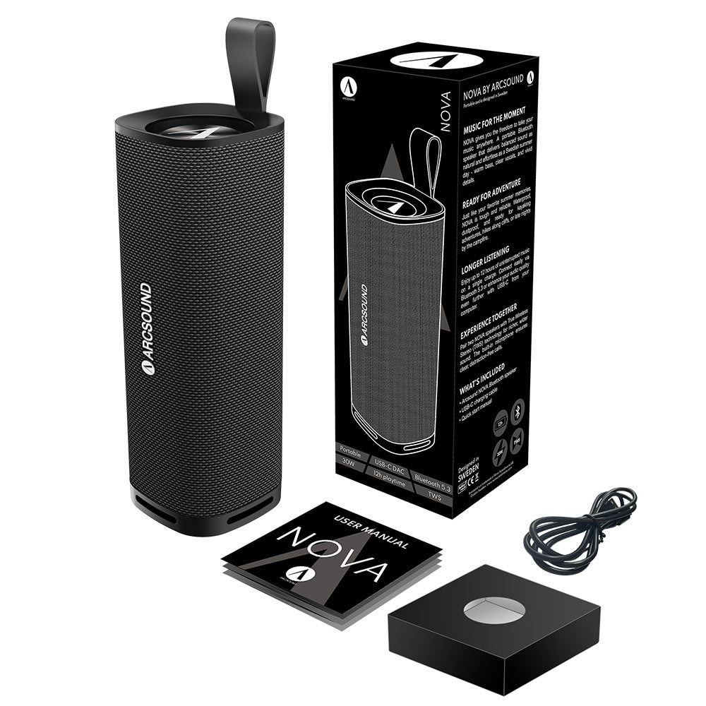 Arcsound NOVA bærbar højttaler med Bluetooth, sort