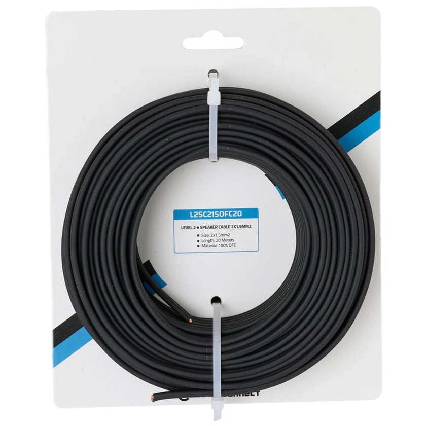 Auto-Connect OFC-højttalerkabel 2x1.5 mm², 20 meter